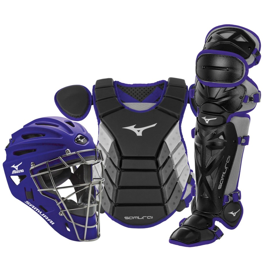 Mizuno Samurai Adulto 15 Conjunto De Equipamento De Apanhador De Beisebol Em Caixa Preto-roxo