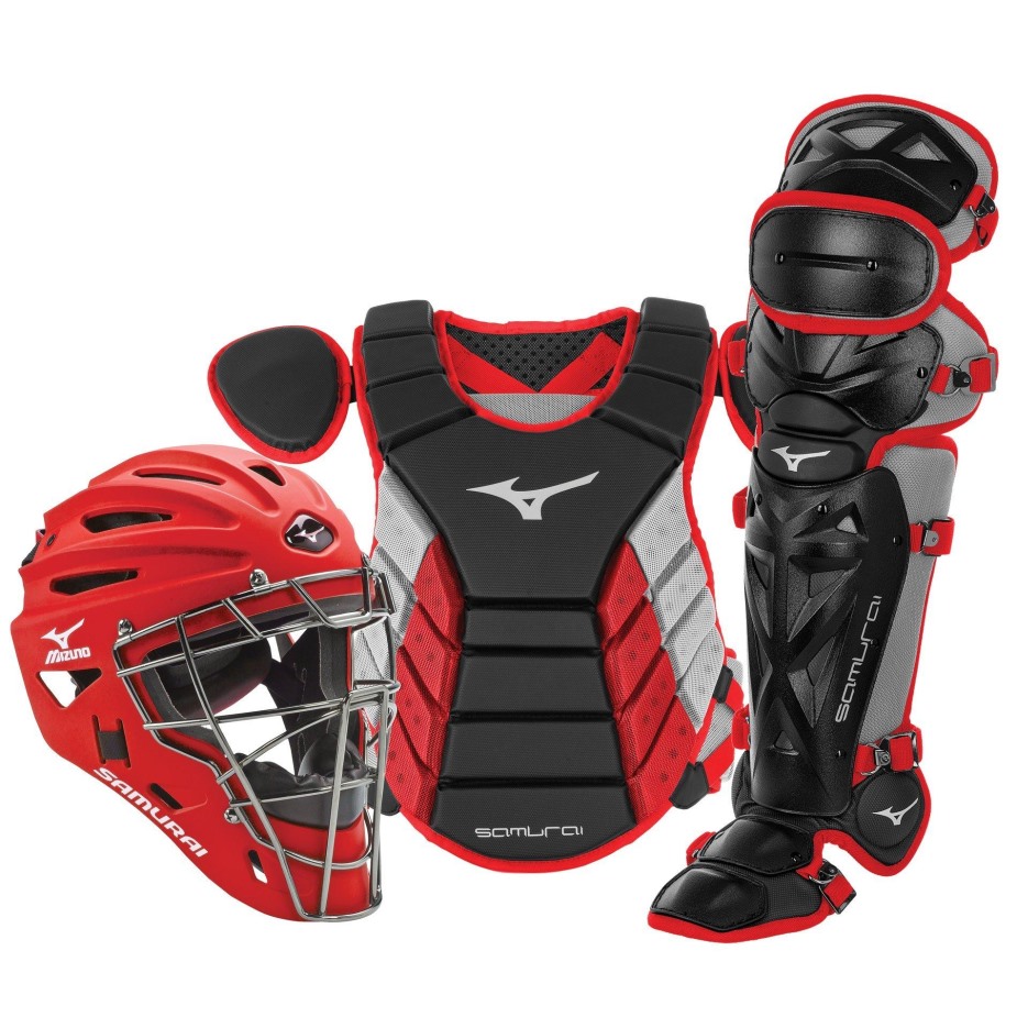 Mizuno Samurai Adulto 15 Beisebol Boxed Catcher Conjunto De Equipamentos Preto-vermelho