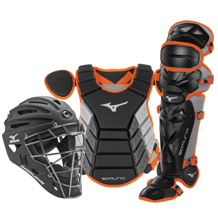 Conjunto De Equipamento De Apanhador De Beisebol Samurai Adulto 15 Preto-laranja Mizuno