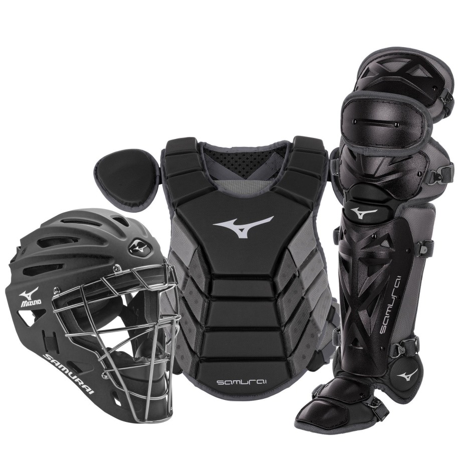Conjunto De Equipamento De Apanhador De Caixa De Beisebol Samurai Adulto 15 Mizuno Preto-cinza