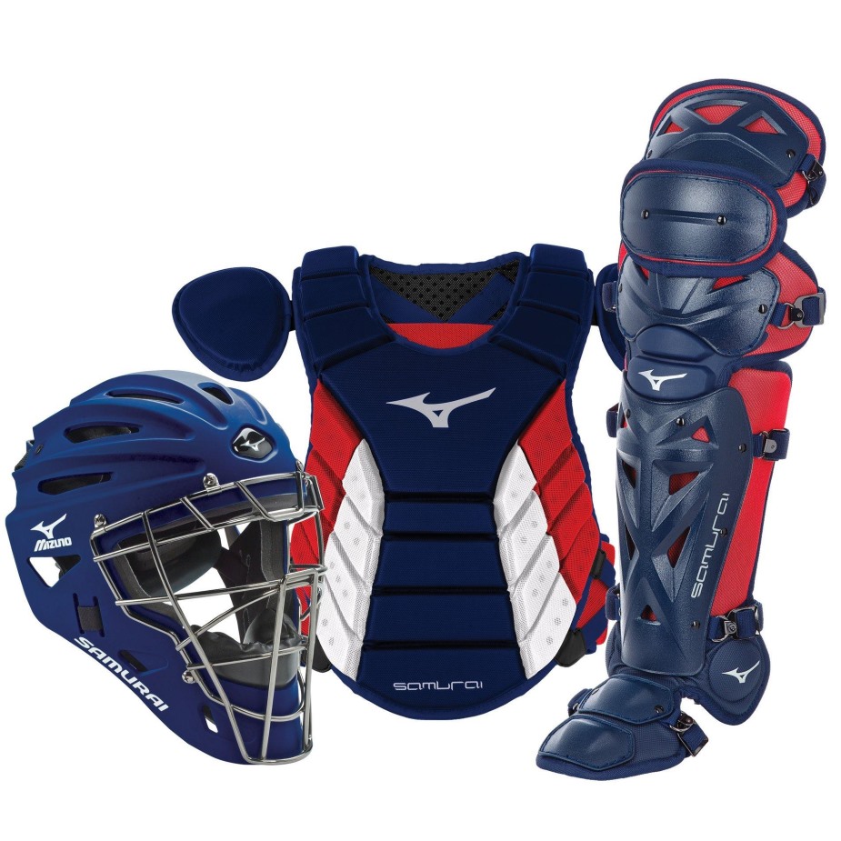 Samurai Adulto 15 Baseball Box Catcher Set Gear Set Mizuno Vermelho Marinho